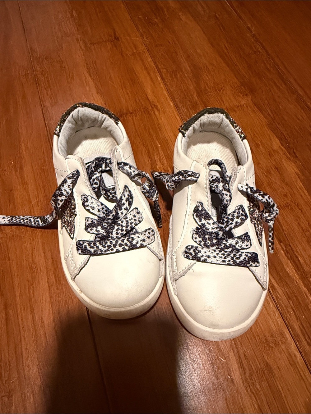 Golden Goose Kids White Sneakers with Black Speckled Laces